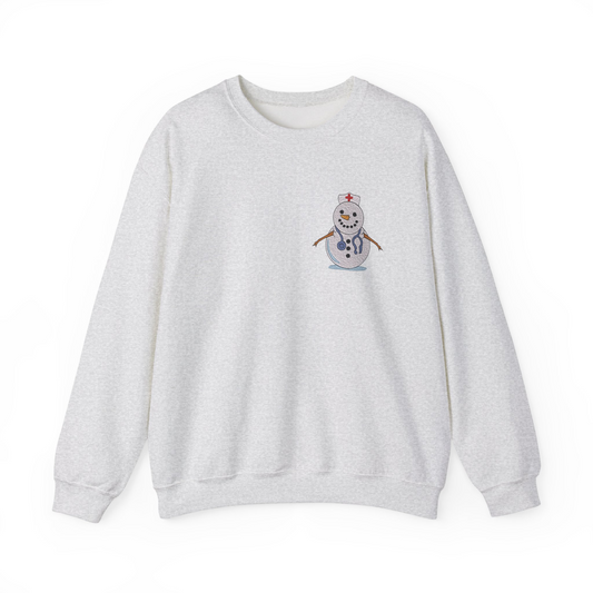 Nurse Snowman Embroidered Crewneck