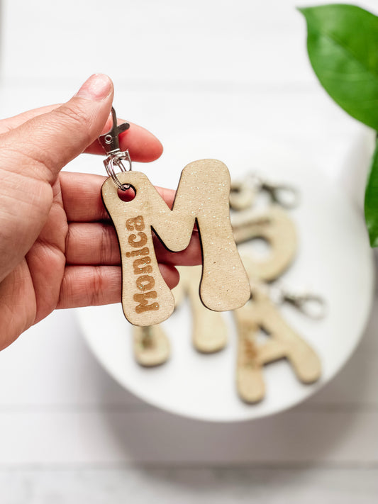 Letter with Engraved Name Keychain