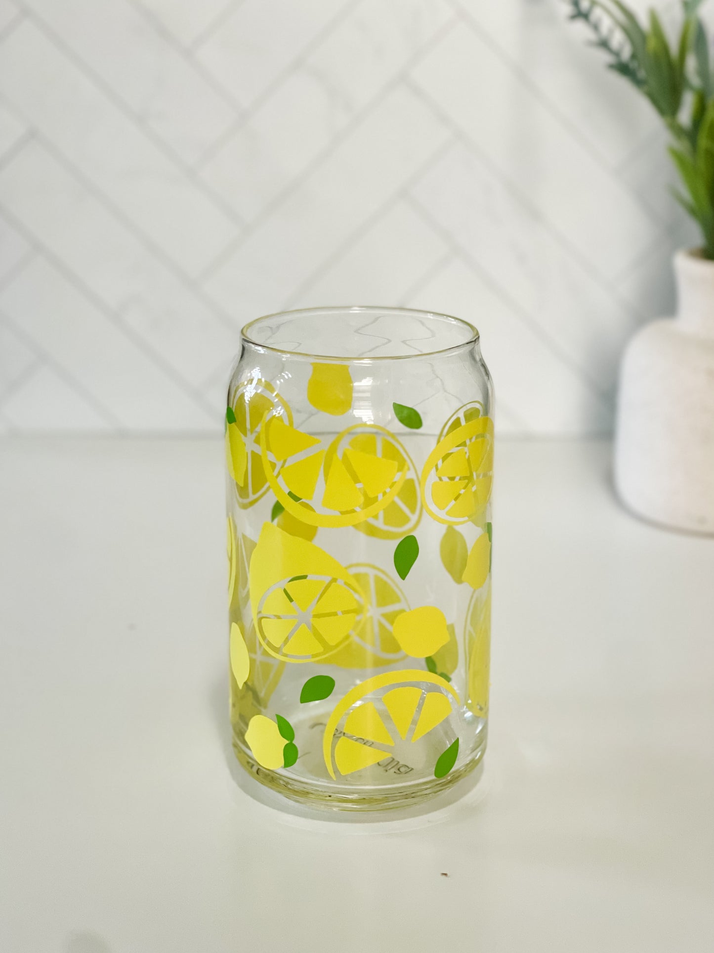 Lemon Glass Cup, Lid & Straw