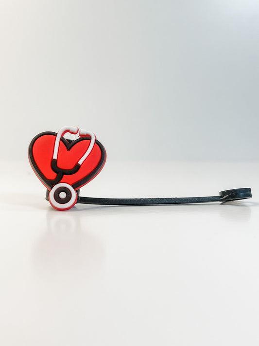 Nursing Straw toppers - Stethoscope heart